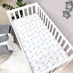 Husa saltea patuț bebe copii din bumbac 120 x 60 cm, Milk
